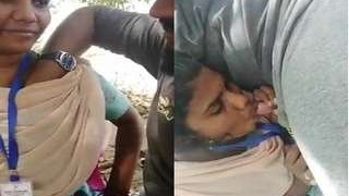 Desi Tamil couple's outdoor blowjob session