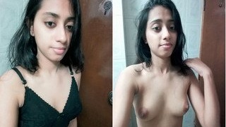 Bangla beauty flaunts her natural boobs and moist vagina in exclusive video