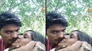 Desi couple's passionate street side romance with girl flaunting her breasts