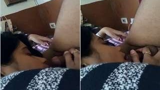 Desi Indian girl gives a sensual blowjob with a seductive gaze