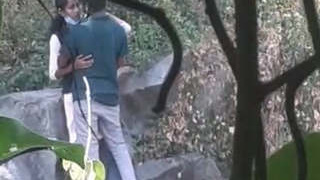 Indian college student's wild outdoor romance in a tagged video