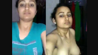 A hot Indian chick flaunts her big boobs and masturbates on camera