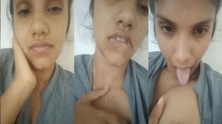 Cute Indian girl flaunts her big boobs on camera for pleasure