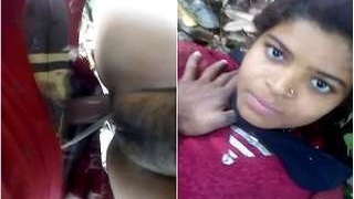 Desi babe gets her pussy stretched in outdoor fuck with lover