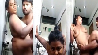 Indian couple indulges in intense bathroom sex