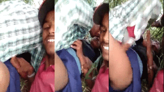 Young couple's group sex in an open field MMS video