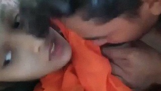 Lustful couple indulges in passionate sex on the couch, with Indian teenager