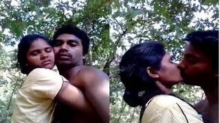 Horny Indian couple indulges in steamy outdoor kissing