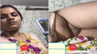 Horny girl flaunts her breasts and pussy on video call