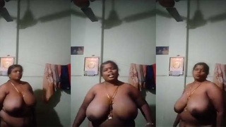 Indian wife flaunts her large natural breasts in front of her partner