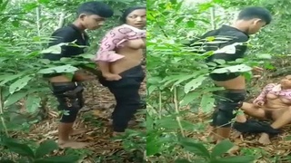 Desi local village girl gets wild in the jungle with hard sex