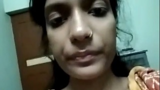 Desi village girl reveals her hairy pussy during her period