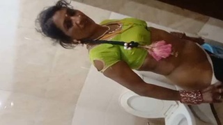 Hot desi aunty gets fucked in the bathroom by a Panjabi boy