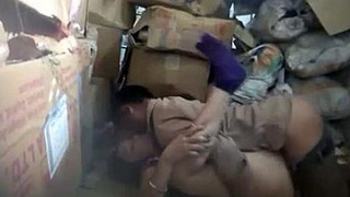 Desi couple caught having sex in the store room