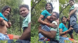 Outdoor sex with a village couple in rustic setting