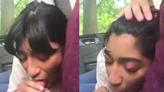 Indian girl pleasures her white lover with her hands and mouth