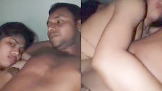 Naked desi couple enjoying bed sex after foreplay