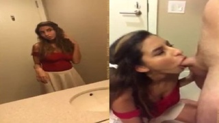 Tamil girl's bathroom sex video features a beautiful blowjob and fucking