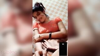 Bengali girlfriend shows small boobs in video call