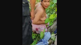 Assamme auntie caught in the jungle by the public