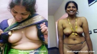 Tamil wife's big boobs and small tits in a hot video