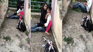 Amateur couple enjoys outdoor sex in public park
