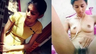Cute desi teen masturbates with her fingers