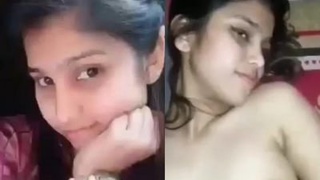 Beautiful young girl gets naked in front of her lover