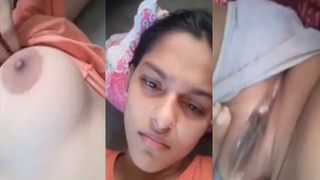 College girl with big boobs flaunts her body in a video