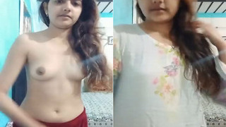 Cute desi girl flaunts her natural boobs and shaved pussy in exclusive video