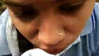 Desi teenager gets her Indian cock sucking skills tested in the great outdoors