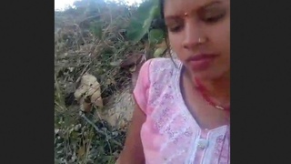 Country girl enjoys outdoor sex with her lover in a village