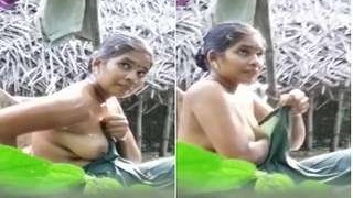 College girl's secret outdoor bath captured by hidden cam