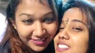 Watch a hot Desi lesbian couple share a romantic kiss in a steamy video