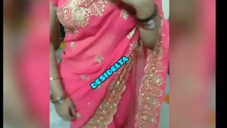 Desi wife strips down and teases her husband in saree