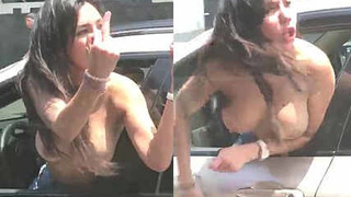 Desi slut goes topless and wild in public road