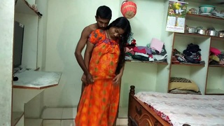 Indian wife gives a sensual kitchen blowjob