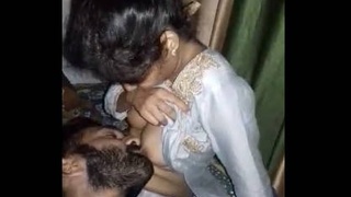 Indian couple enjoys romantic boob sucking and kissing
